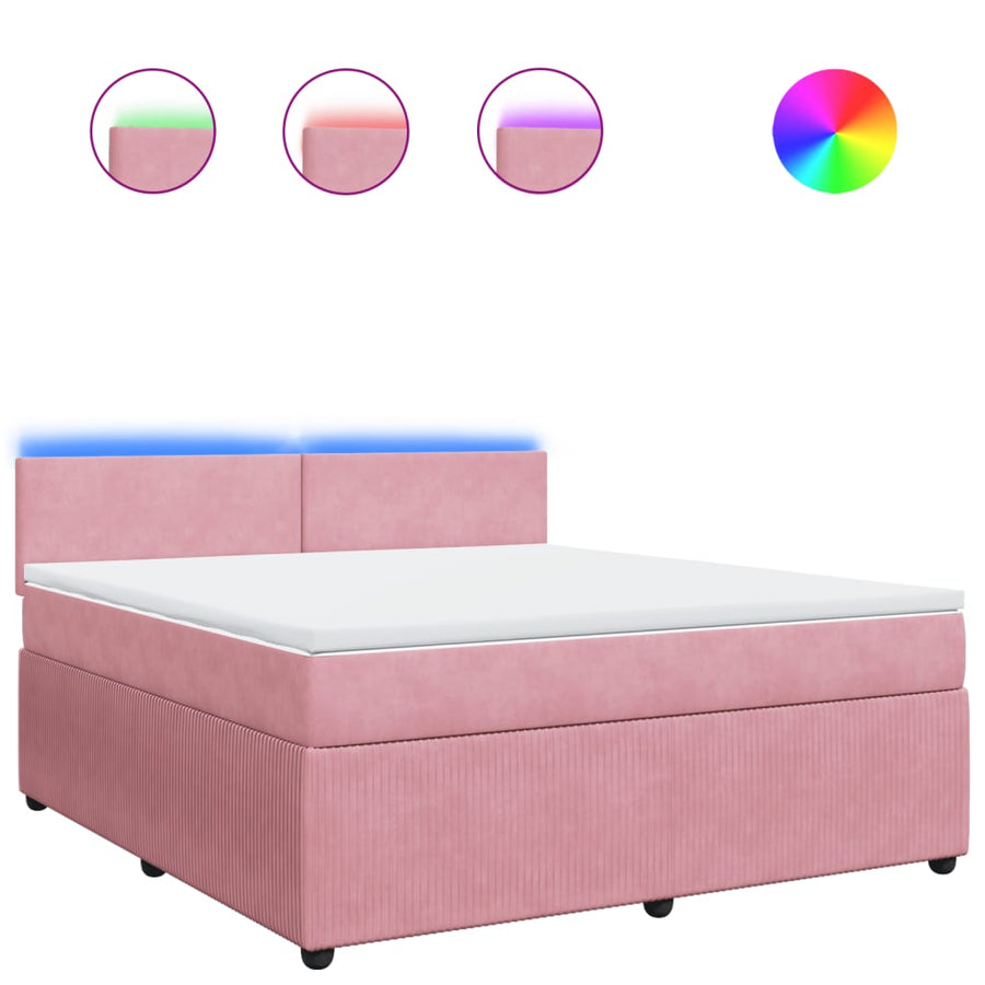 Boxspring met matras fluweel roze 180x200 cm