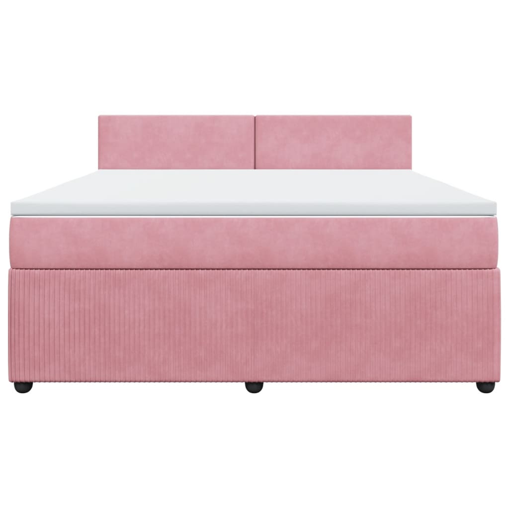 Boxspring met matras fluweel roze 180x200 cm
