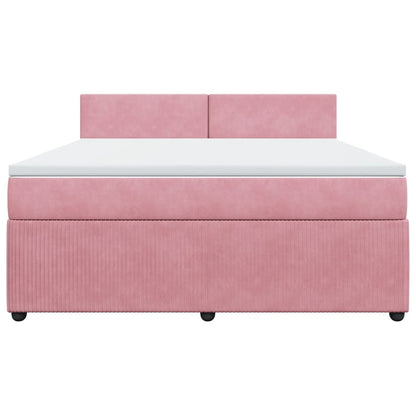 Boxspring met matras fluweel roze 180x200 cm