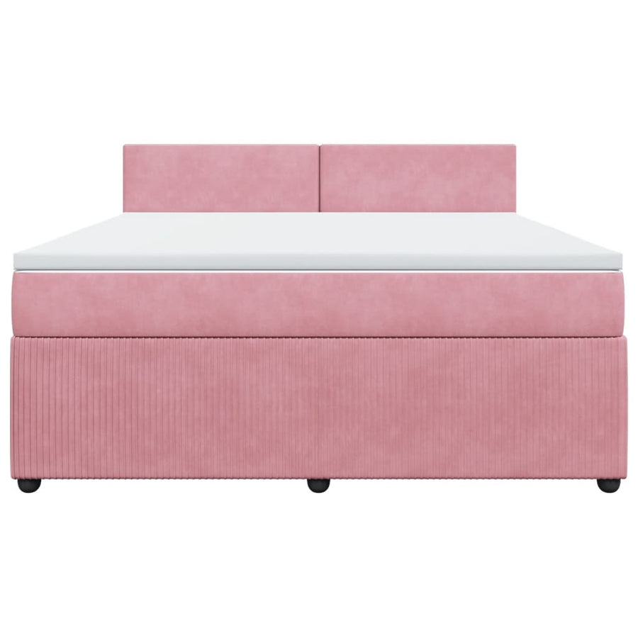 Boxspring met matras fluweel roze 180x200 cm