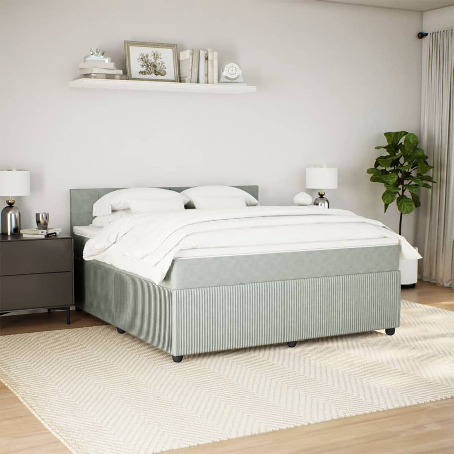 Boxspring met matras fluweel lichtgrijs 180x200 cm