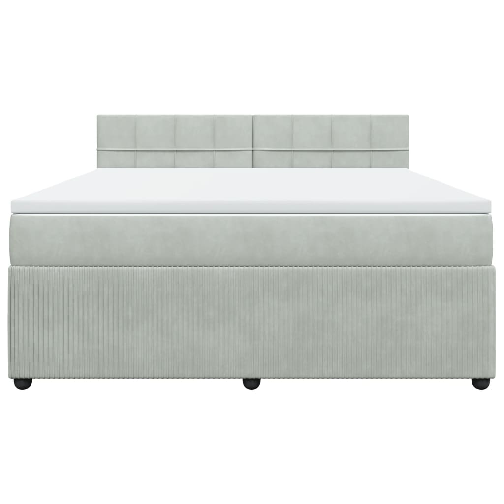 Boxspring met matras fluweel lichtgrijs 180x200 cm