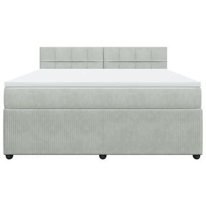 Boxspring met matras fluweel lichtgrijs 180x200 cm