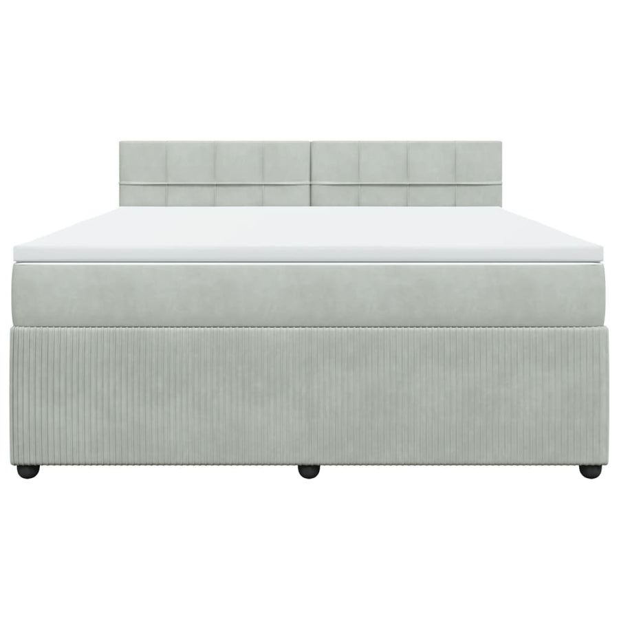 Boxspring met matras fluweel lichtgrijs 180x200 cm