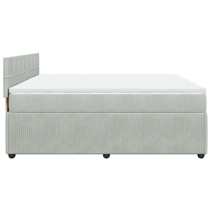 Boxspring met matras fluweel lichtgrijs 180x200 cm