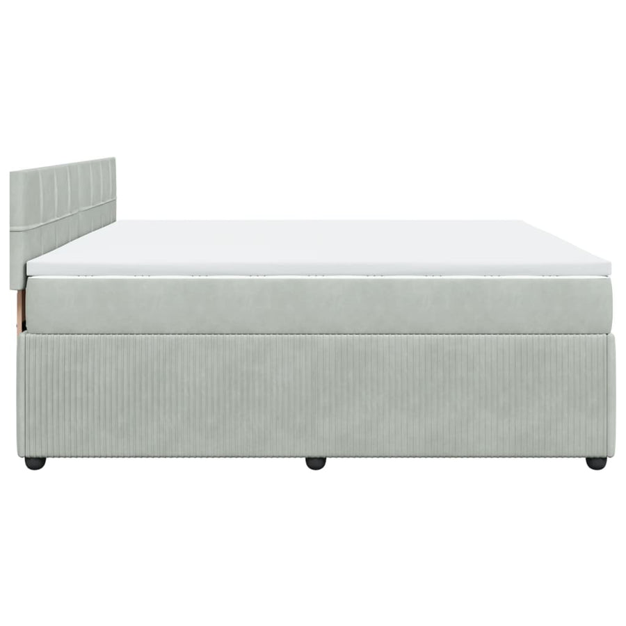 Boxspring met matras fluweel lichtgrijs 180x200 cm