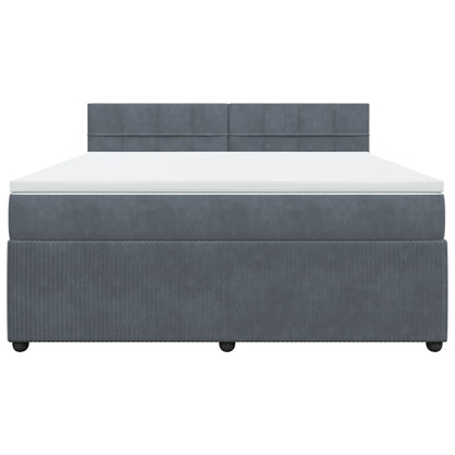 Boxspring met matras fluweel donkergrijs 180x200 cm