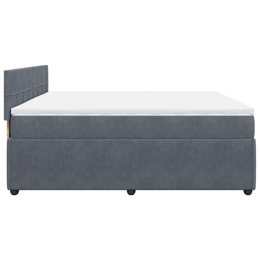 Boxspring met matras fluweel donkergrijs 180x200 cm