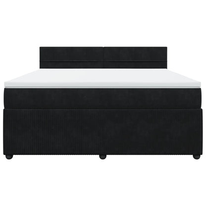 Boxspring met matras fluweel zwart 180x200 cm