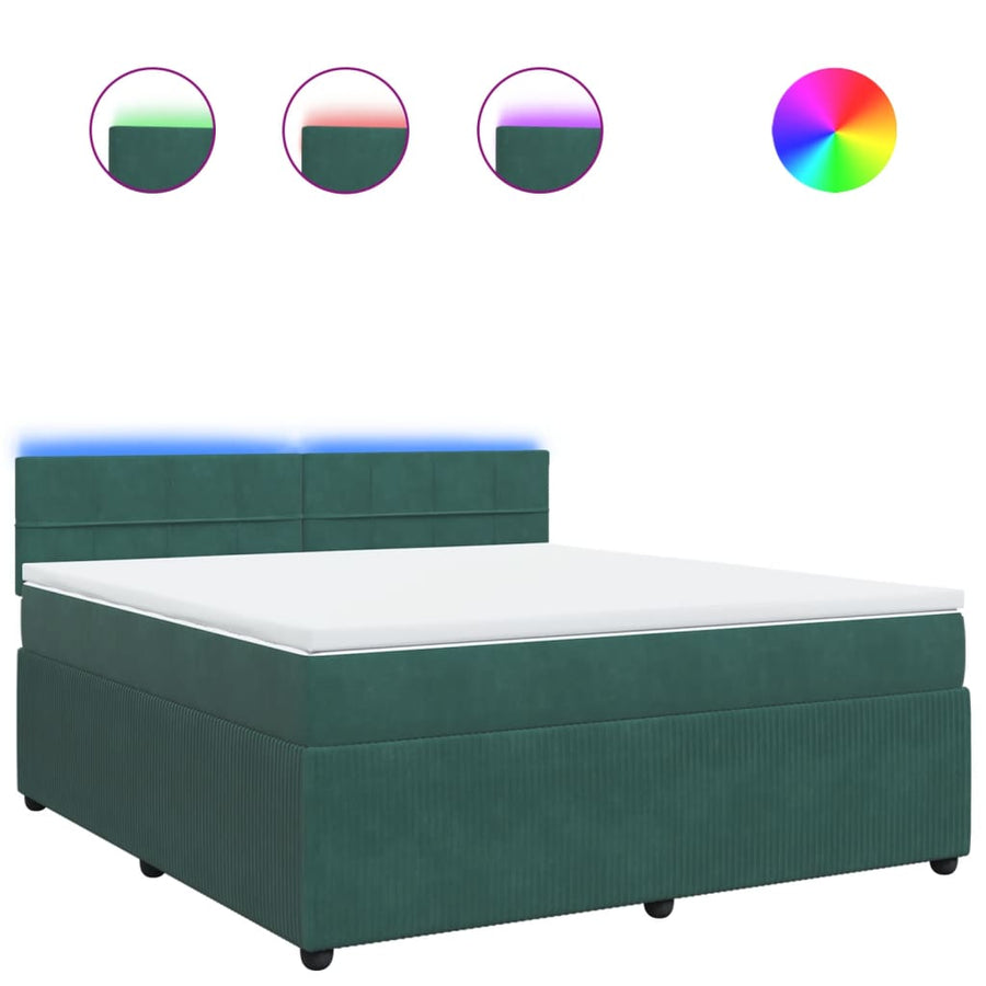 Boxspring met matras fluweel donkergroen 180x200 cm
