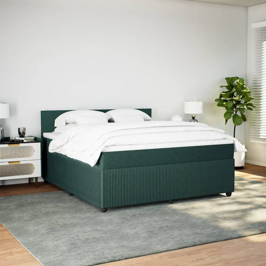 Boxspring met matras fluweel donkergroen 180x200 cm