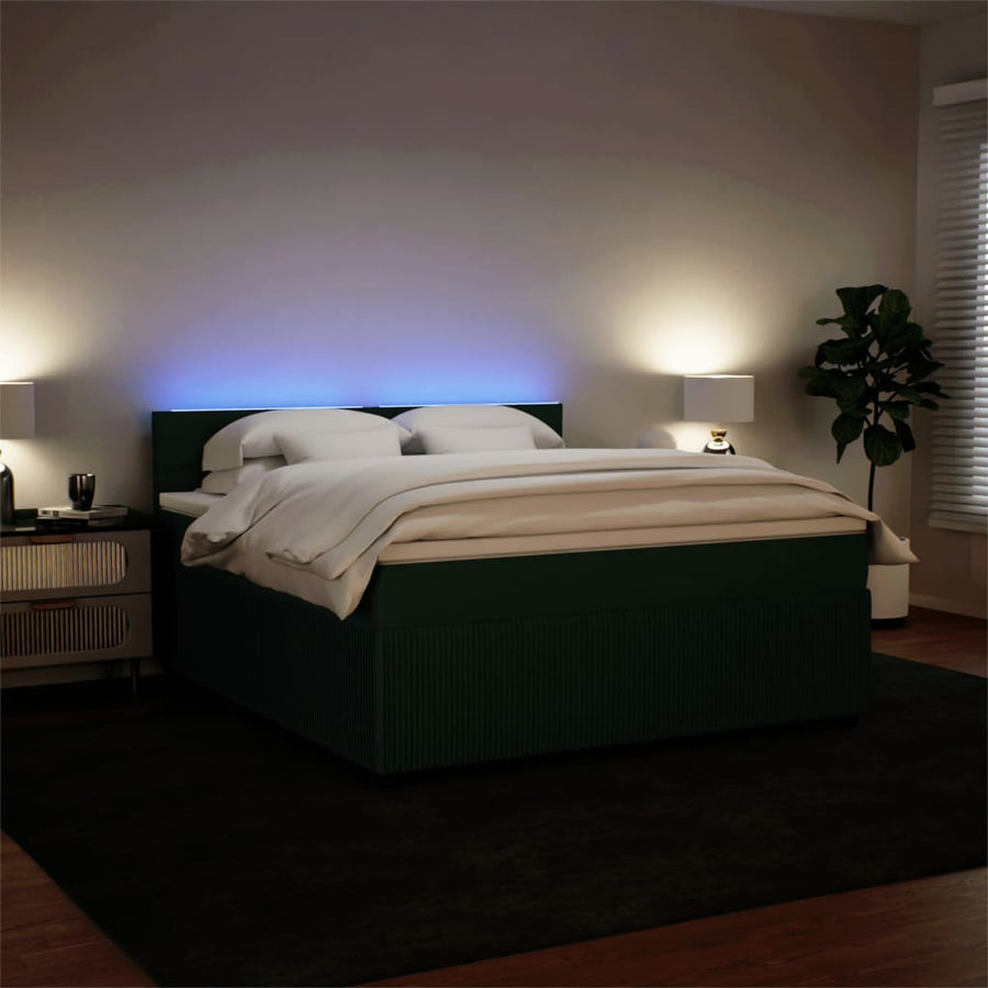 Boxspring met matras fluweel donkergroen 180x200 cm