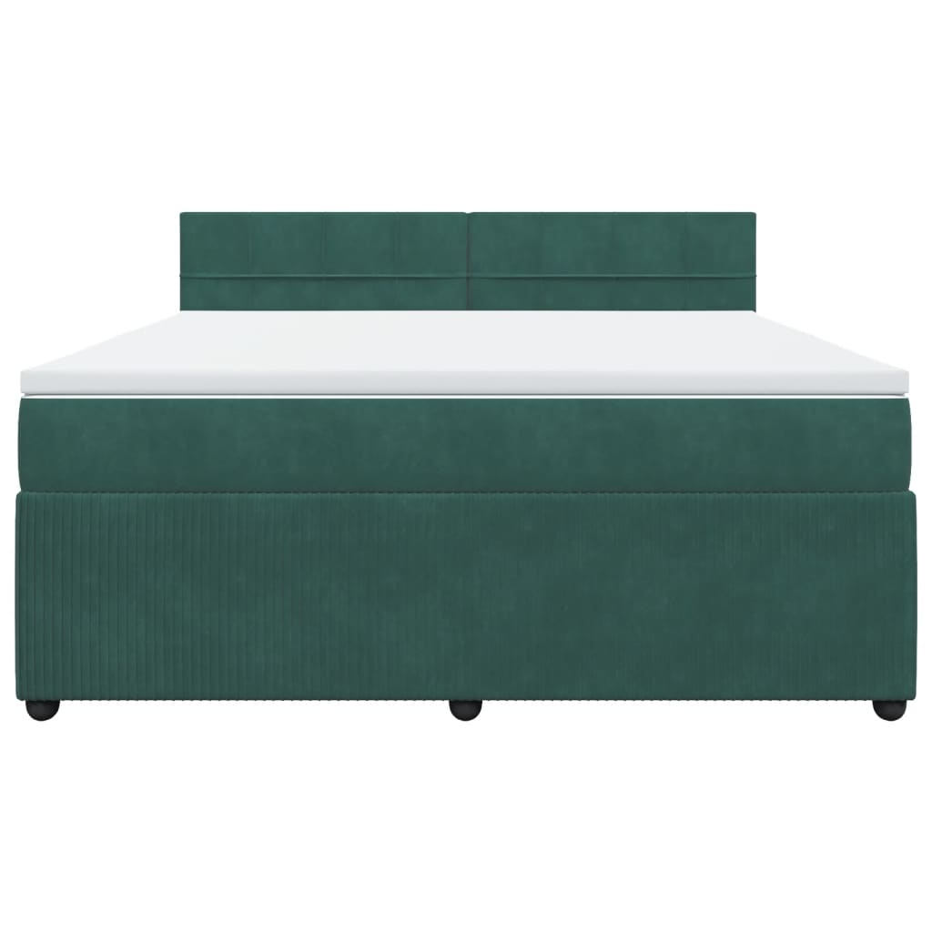 Boxspring met matras fluweel donkergroen 180x200 cm