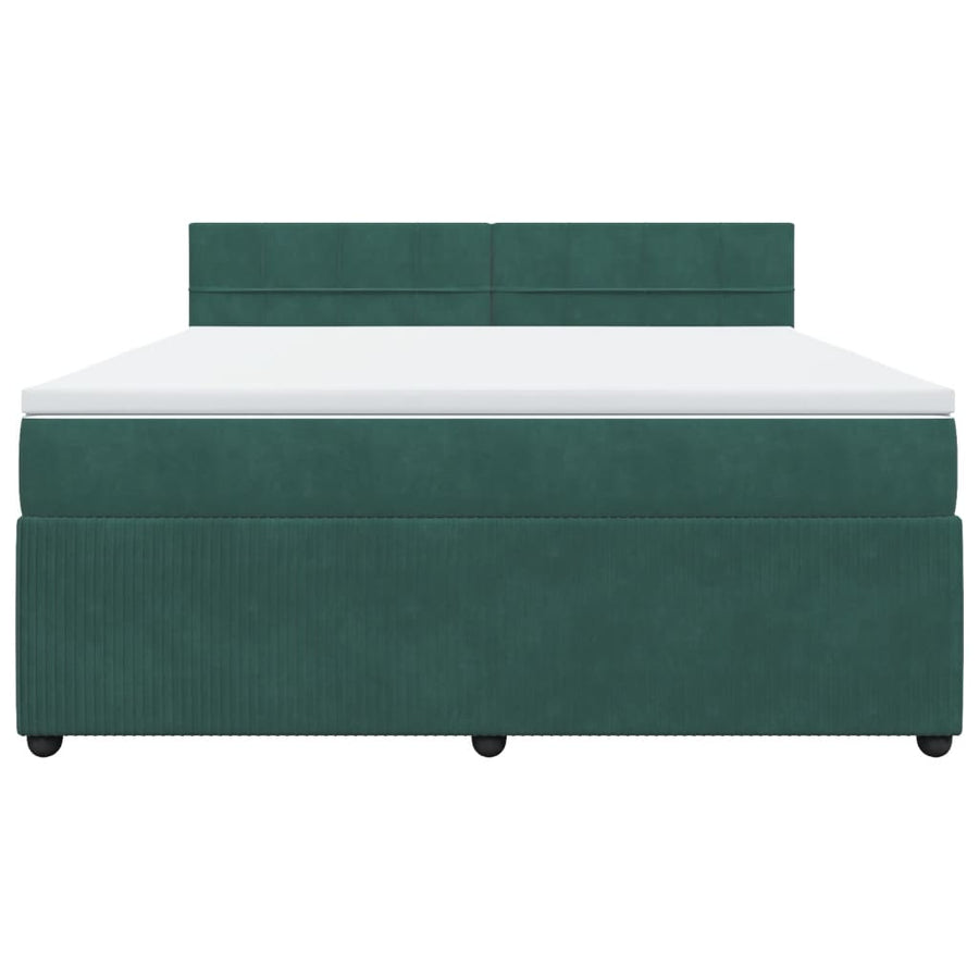 Boxspring met matras fluweel donkergroen 180x200 cm