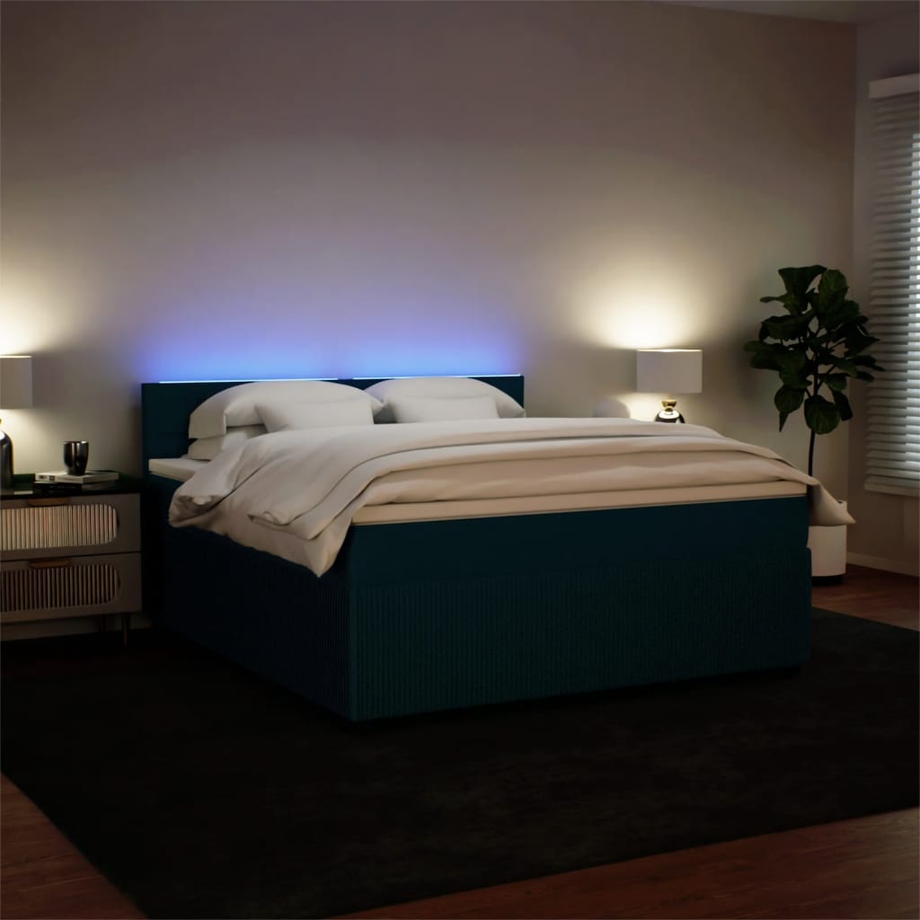 Boxspring met matras fluweel blauw 180x200 cm