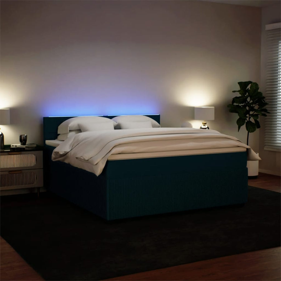 Boxspring met matras fluweel blauw 180x200 cm