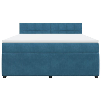Boxspring met matras fluweel blauw 180x200 cm