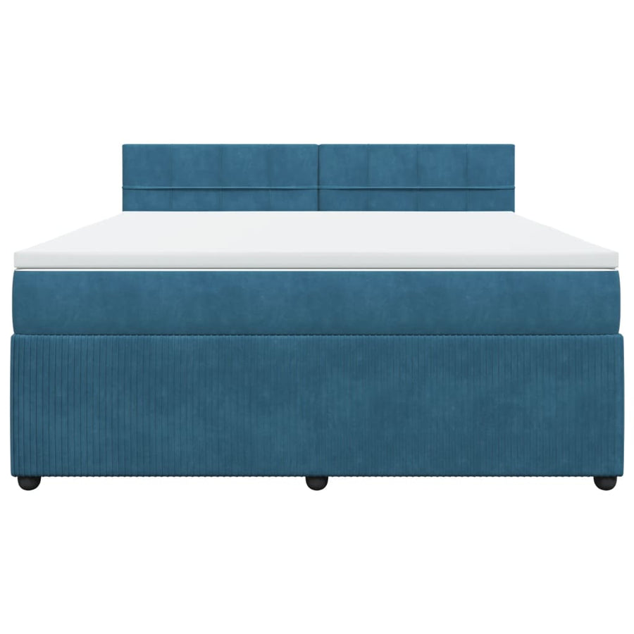 Boxspring met matras fluweel blauw 180x200 cm