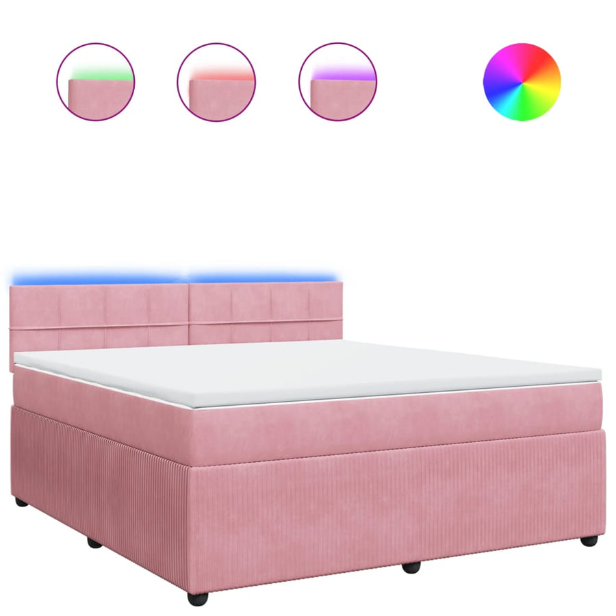 Boxspring met matras fluweel roze 180x200 cm