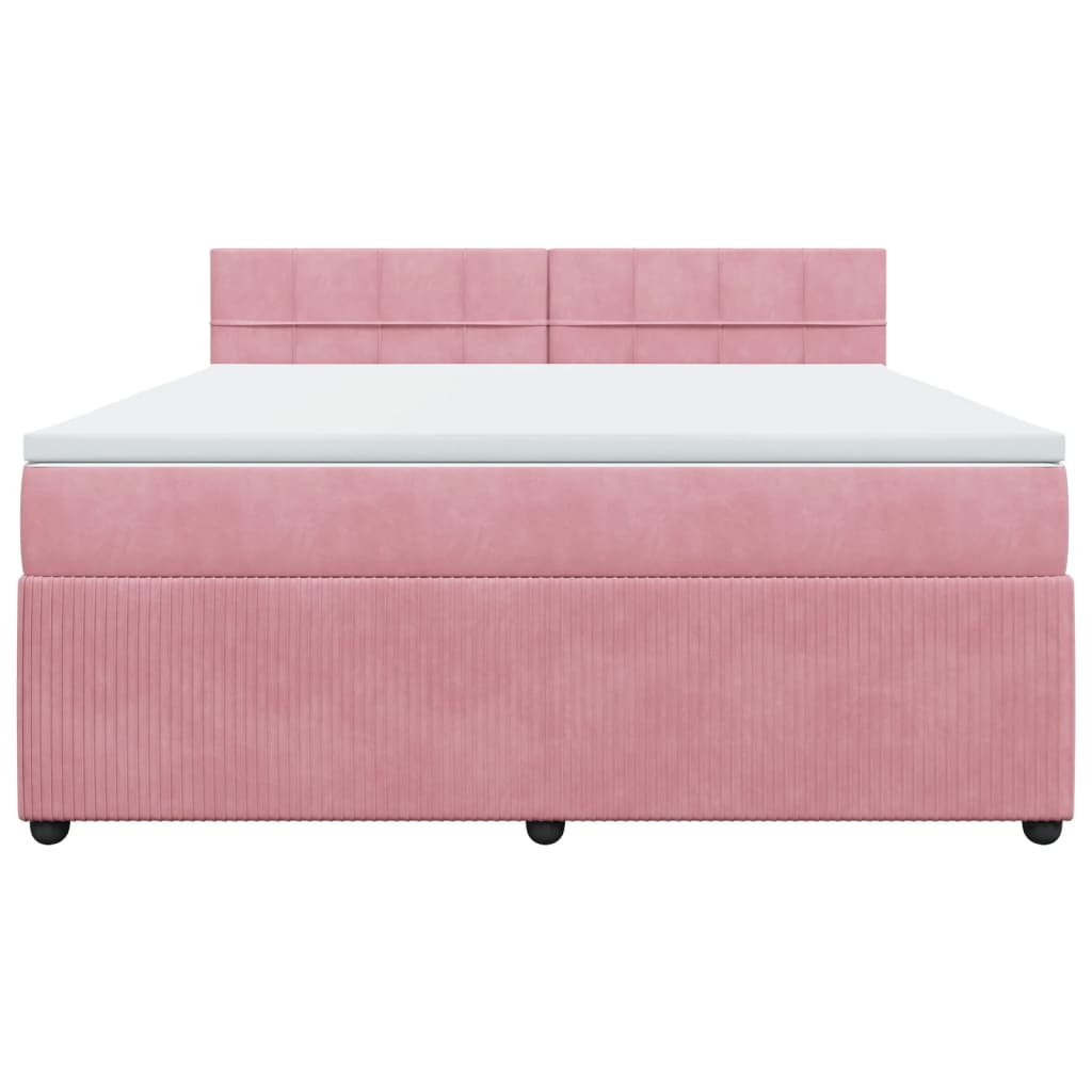 Boxspring met matras fluweel roze 180x200 cm