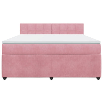 Boxspring met matras fluweel roze 180x200 cm