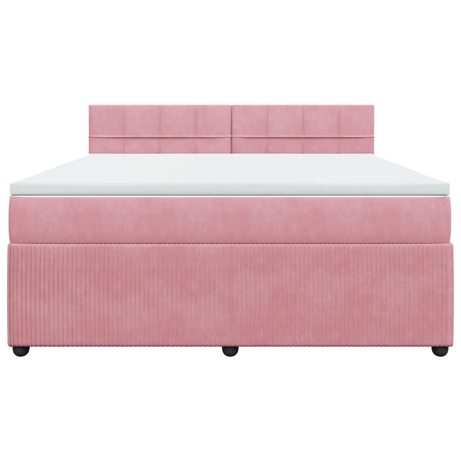 Boxspring met matras fluweel roze 180x200 cm