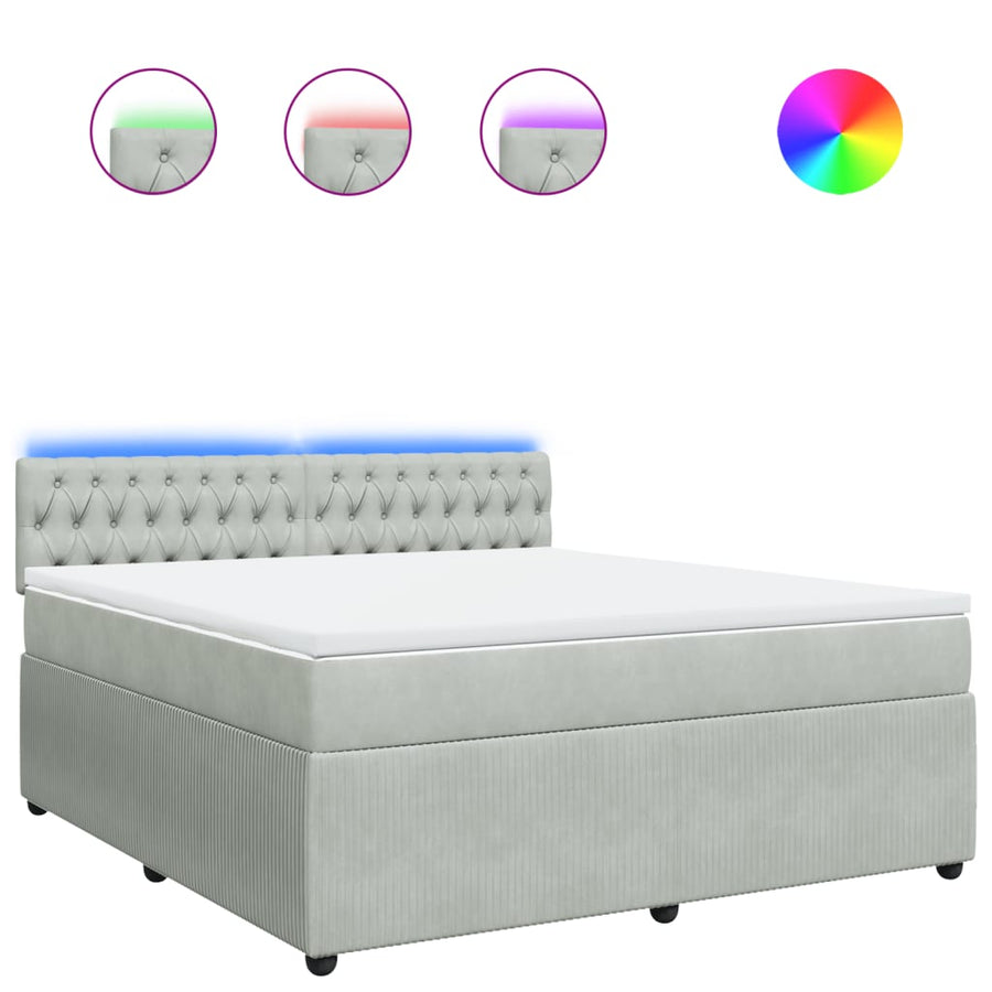 Boxspring met matras fluweel lichtgrijs 180x200 cm