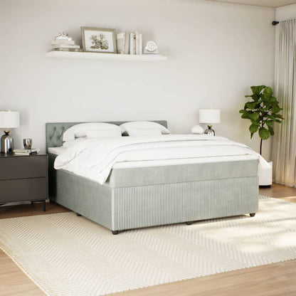 Boxspring met matras fluweel lichtgrijs 180x200 cm