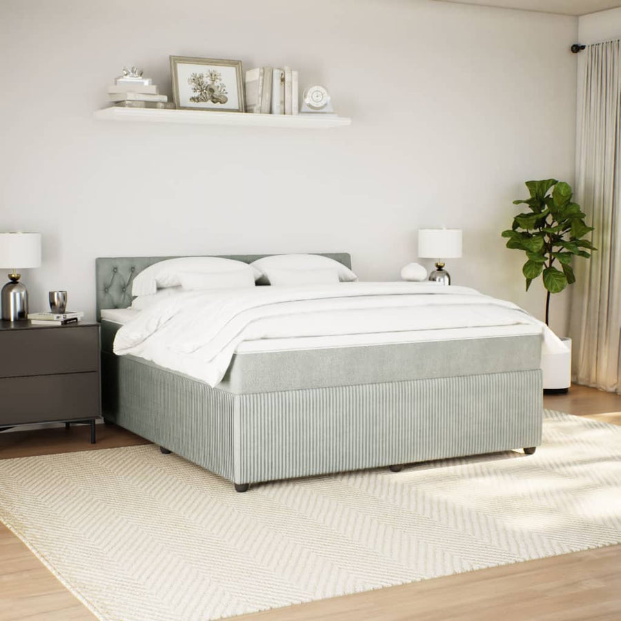 Boxspring met matras fluweel lichtgrijs 180x200 cm