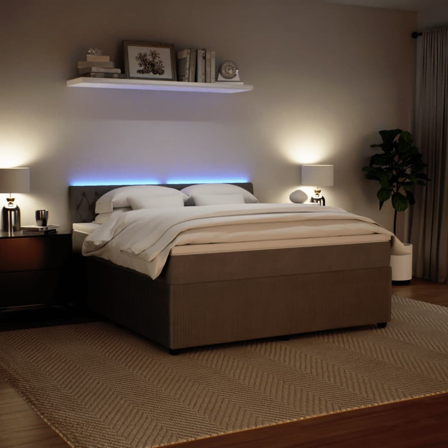 Boxspring met matras fluweel lichtgrijs 180x200 cm