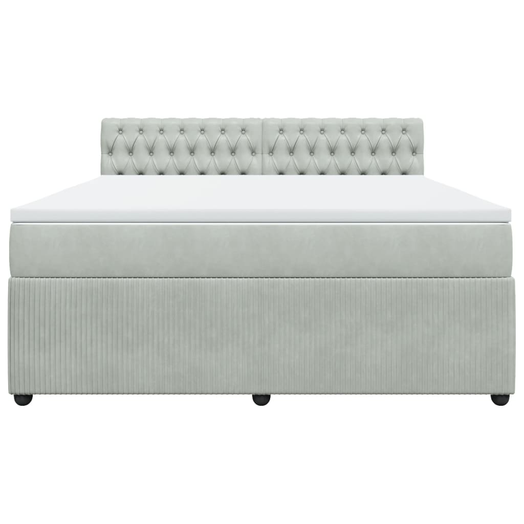 Boxspring met matras fluweel lichtgrijs 180x200 cm