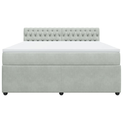 Boxspring met matras fluweel lichtgrijs 180x200 cm
