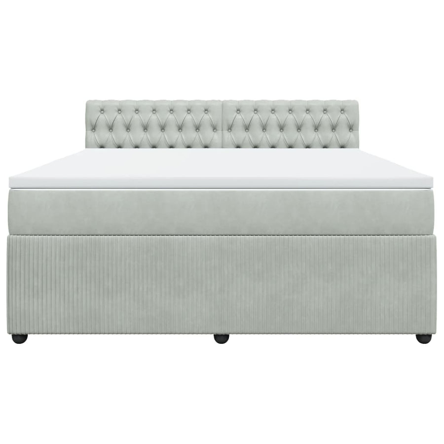Boxspring met matras fluweel lichtgrijs 180x200 cm