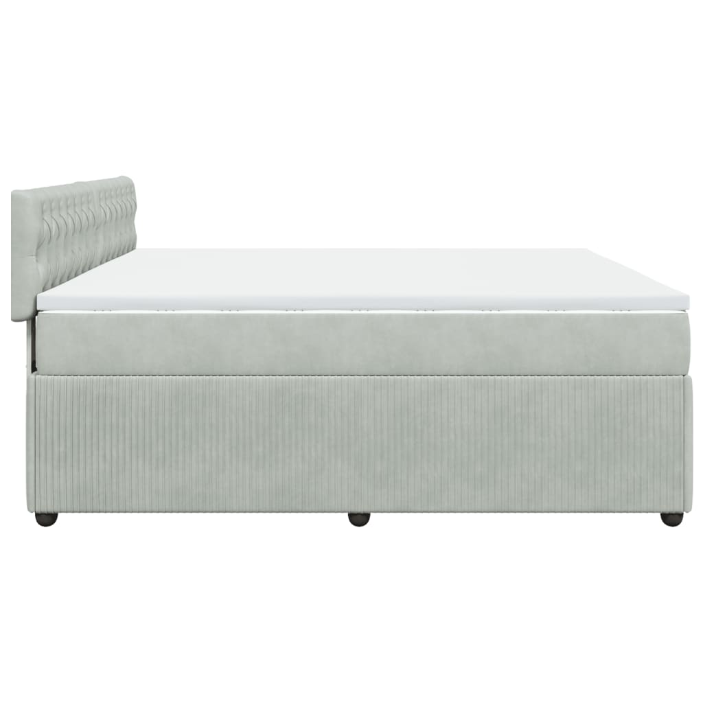 Boxspring met matras fluweel lichtgrijs 180x200 cm