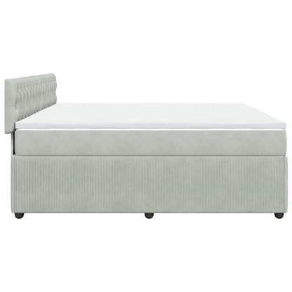 Boxspring met matras fluweel lichtgrijs 180x200 cm