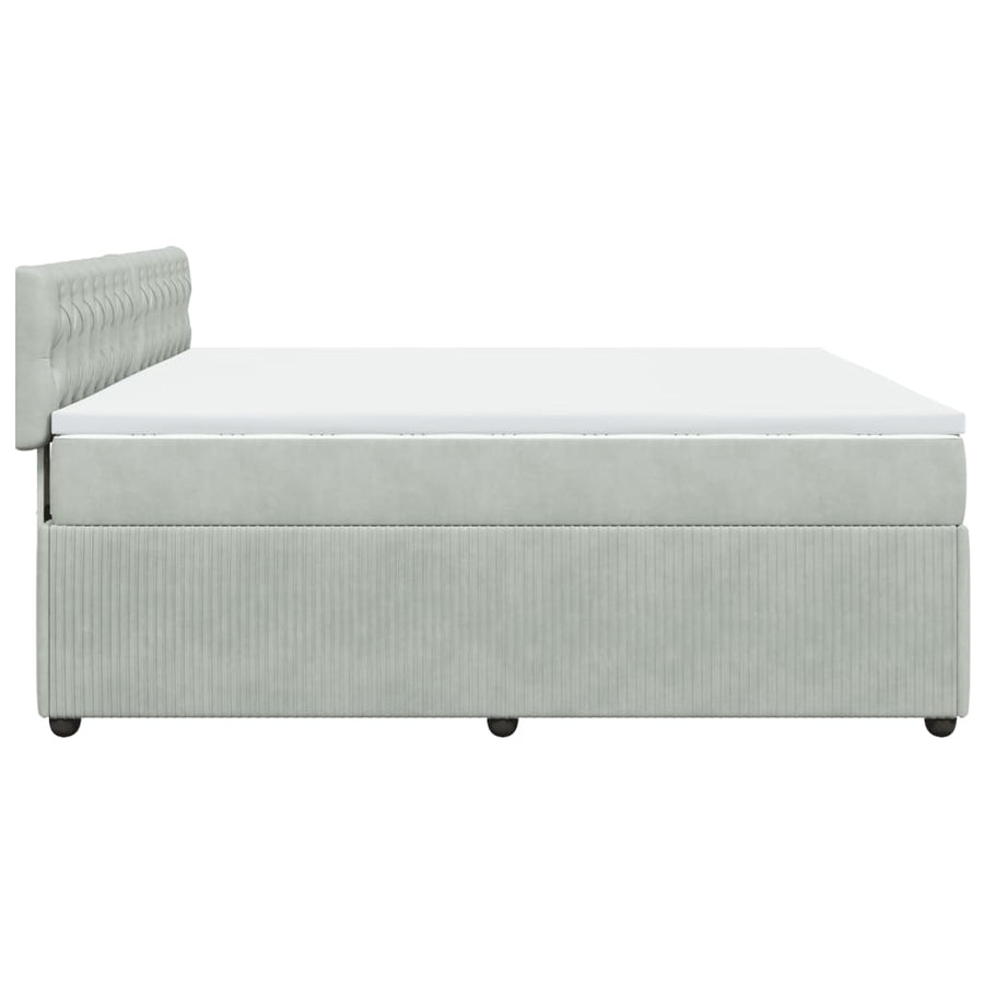 Boxspring met matras fluweel lichtgrijs 180x200 cm