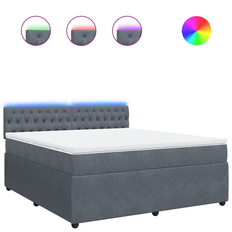 Boxspring met matras fluweel donkergrijs 180x200 cm