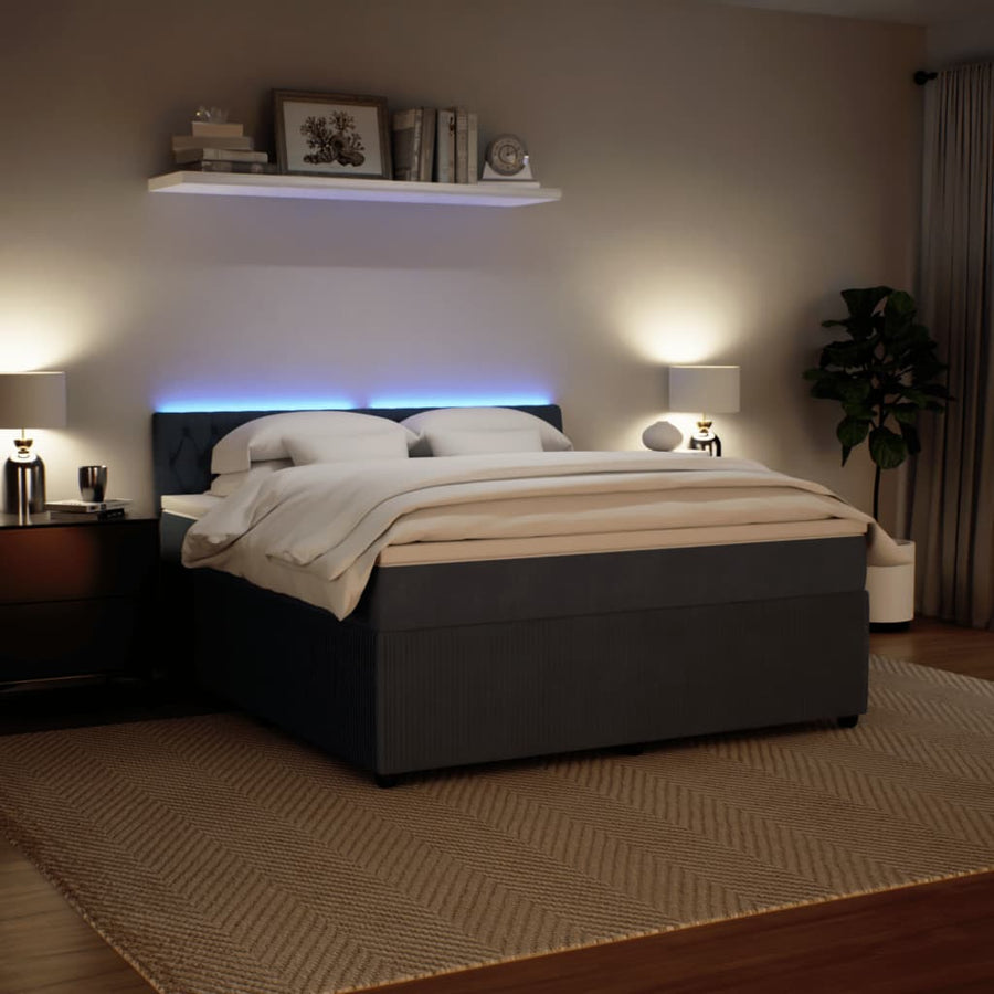 Boxspring met matras fluweel donkergrijs 180x200 cm