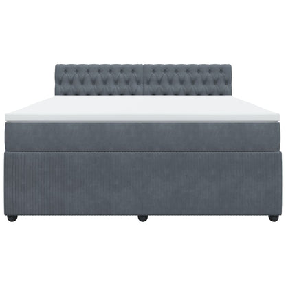 Boxspring met matras fluweel donkergrijs 180x200 cm