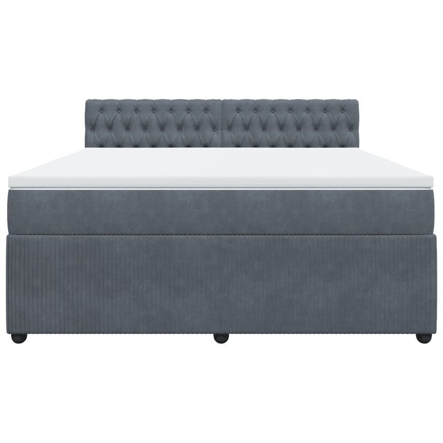 Boxspring met matras fluweel donkergrijs 180x200 cm