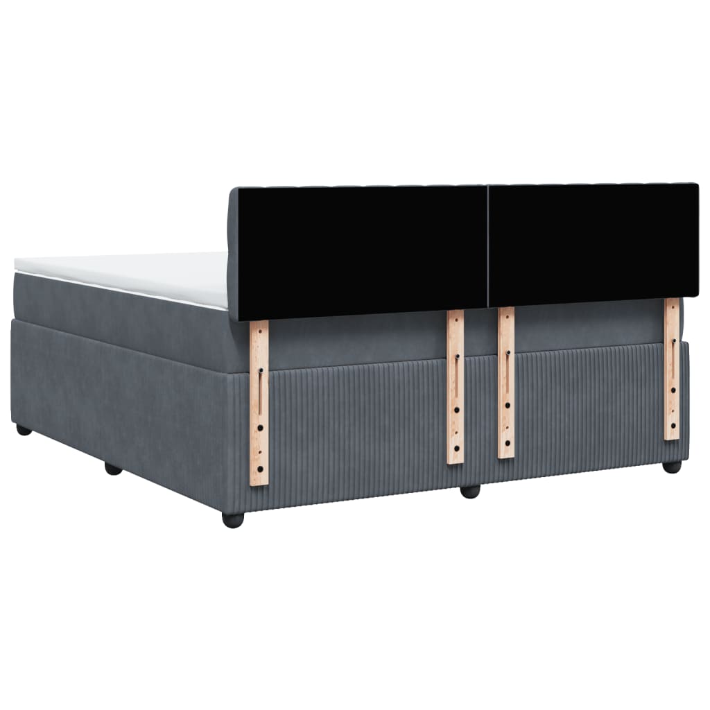 Boxspring met matras fluweel donkergrijs 180x200 cm