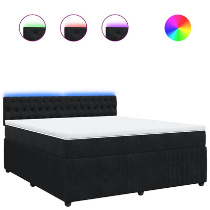 Boxspring met matras fluweel zwart 180x200 cm