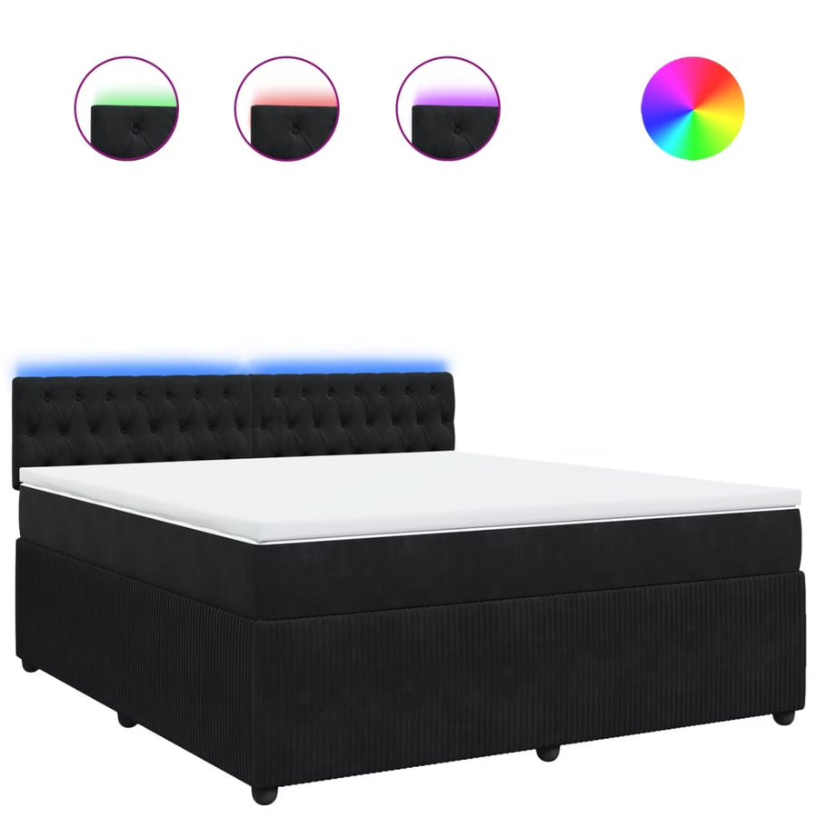Boxspring met matras fluweel zwart 180x200 cm
