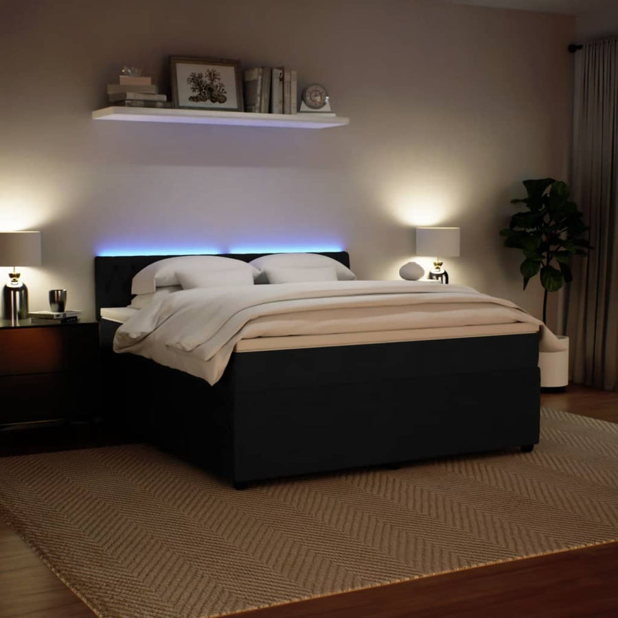 Boxspring met matras fluweel zwart 180x200 cm