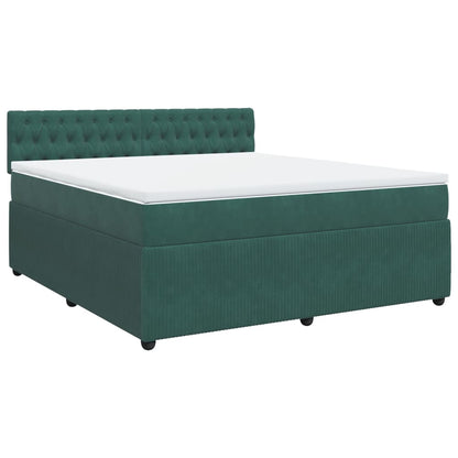 Boxspring met matras fluweel donkergroen 180x200 cm