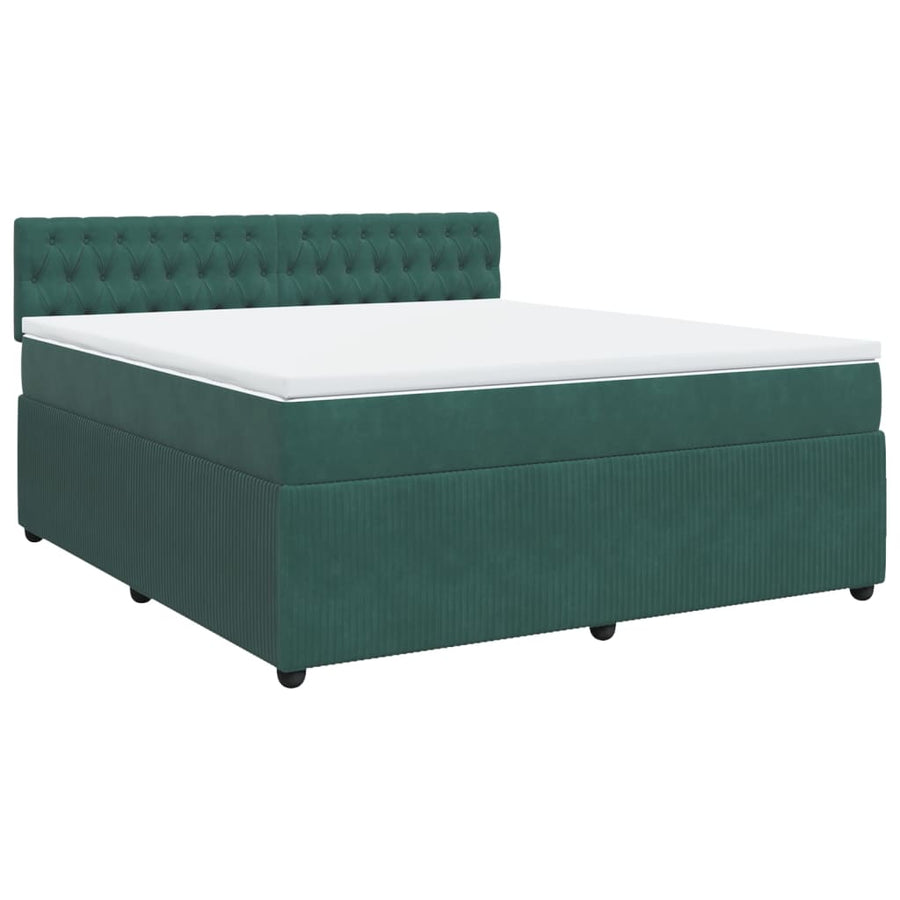 Boxspring met matras fluweel donkergroen 180x200 cm