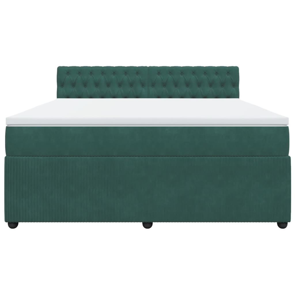 Boxspring met matras fluweel donkergroen 180x200 cm