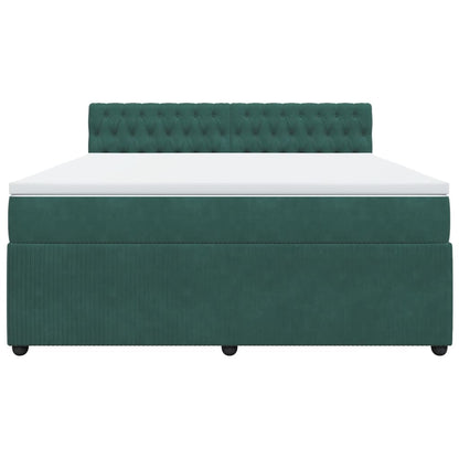 Boxspring met matras fluweel donkergroen 180x200 cm