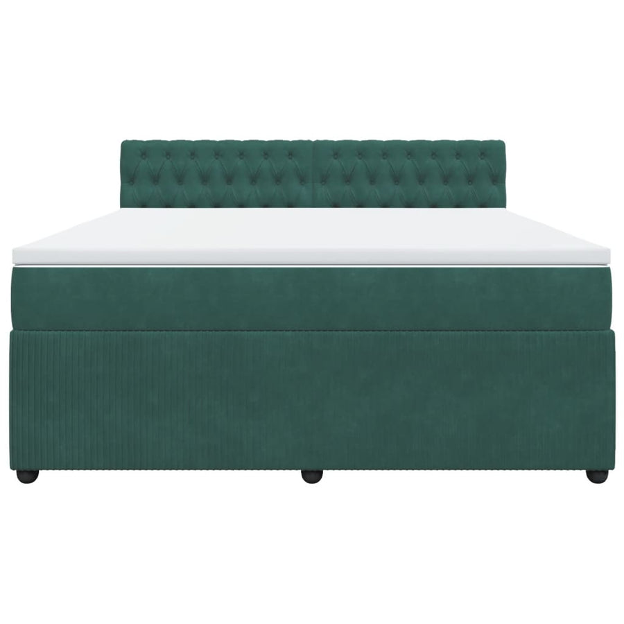 Boxspring met matras fluweel donkergroen 180x200 cm