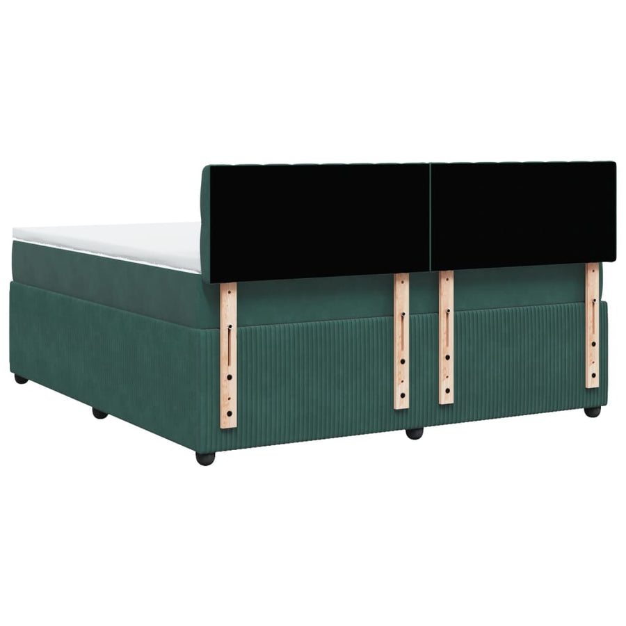 Boxspring met matras fluweel donkergroen 180x200 cm